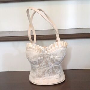 * Y2K Cream Lace Corset Bustier Shaped Bag